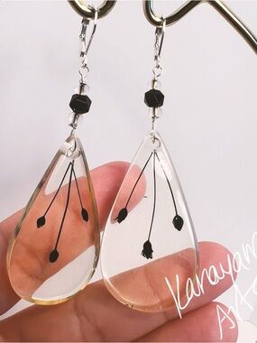Black Marble and Vintage Lucite Earrings
